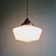 Large Art Deco pendant light in conical white opaline, 1920s-30s