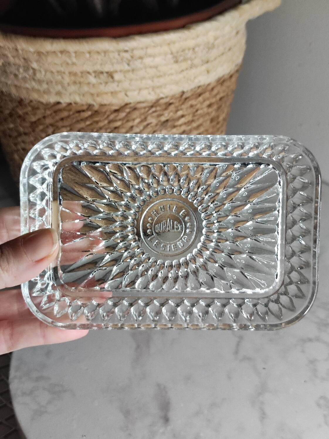 Molded glass ramekin / butter dish