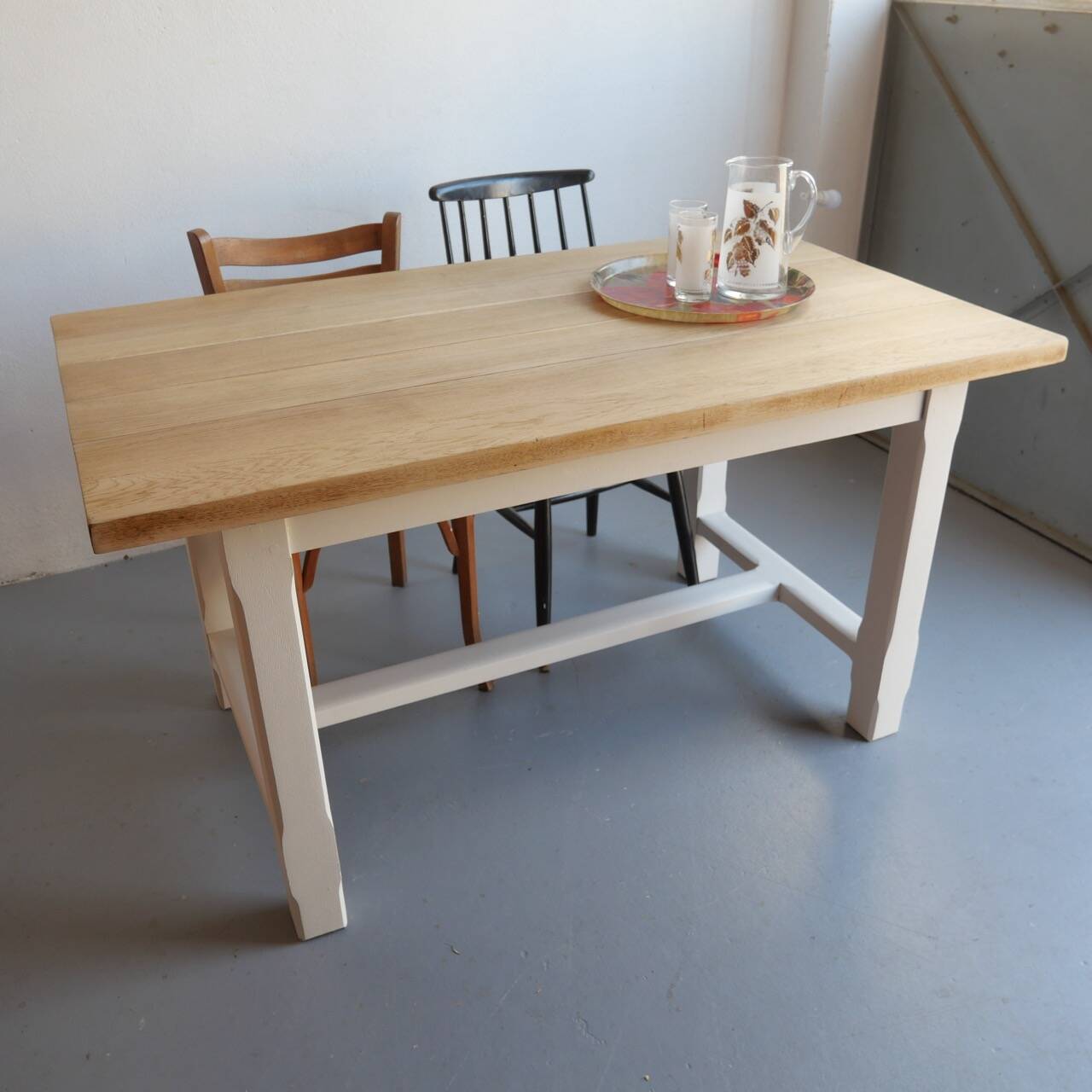 Table de ferme en chêne massif rénovée
