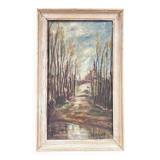 Old painting of a forest path