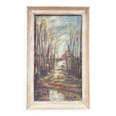 Tableau ancien chemin en forêt