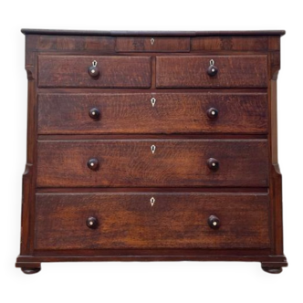 Commode en chêne et placage de noyer style anglais