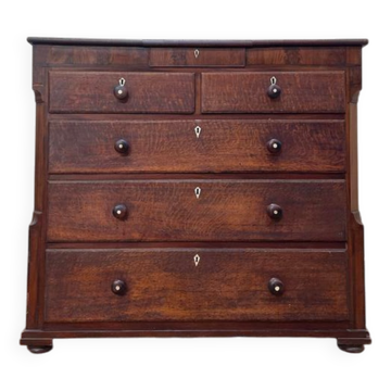 Commode en chêne et placage de noyer style anglais