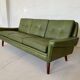 Canapé 3 places Svend Skipper vintage danois rétro en cuir vert olive
