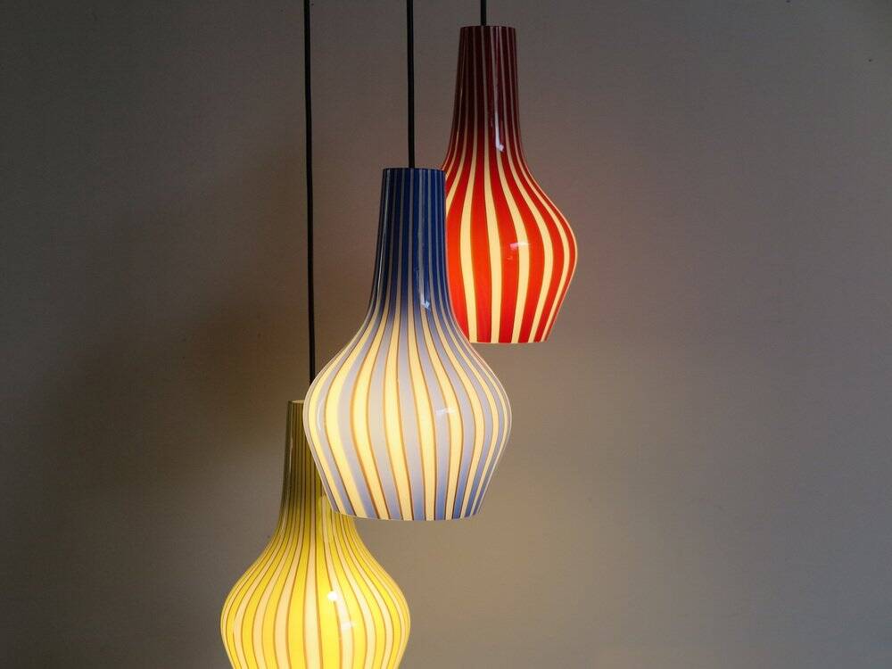 Italian Glass Pendant Lamp by Flavio Poli for Seguso Vetri Darte, 1950s