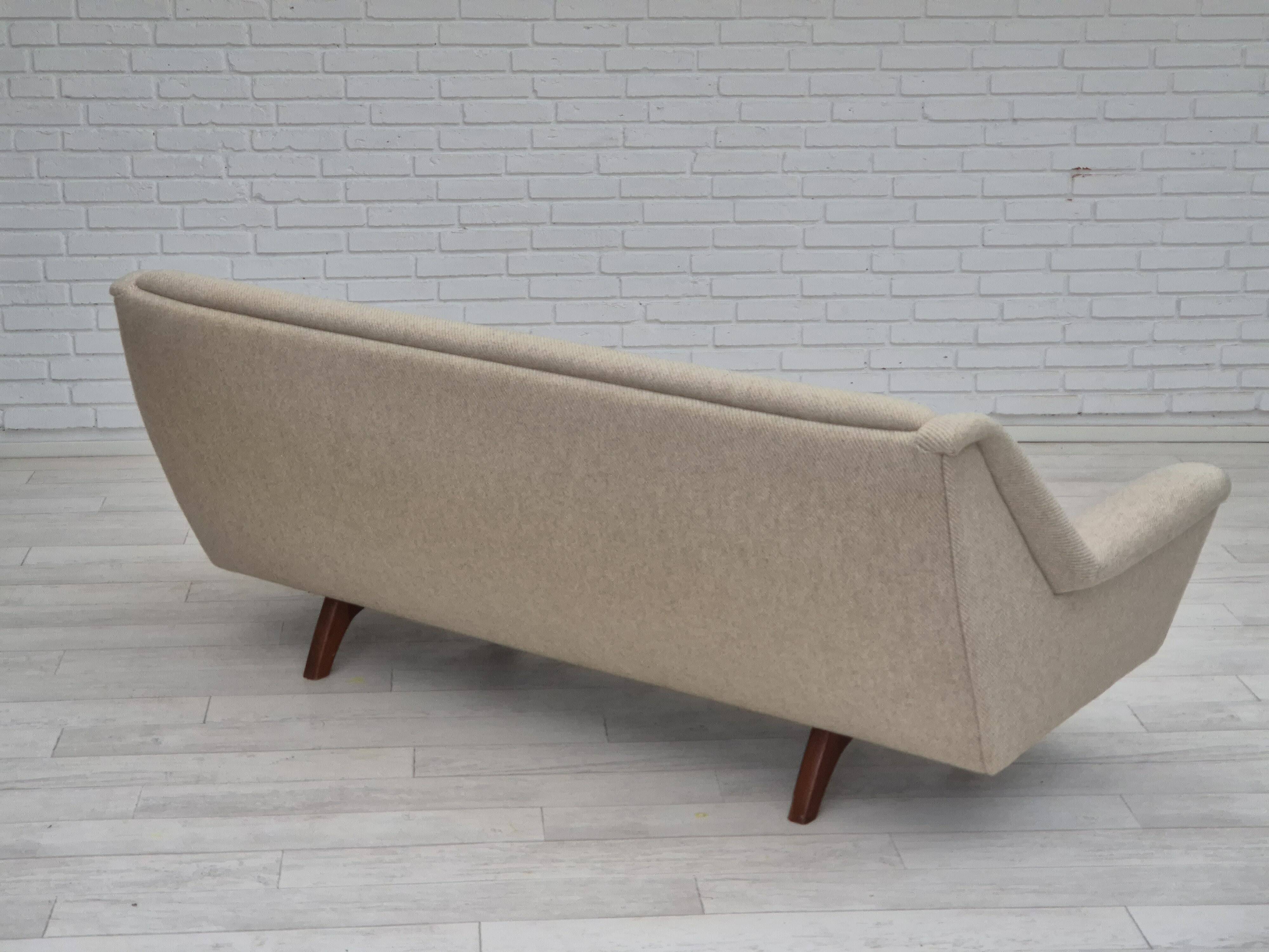 1970s, Danish 3 seater sofa, original condition, wool, teak wood.