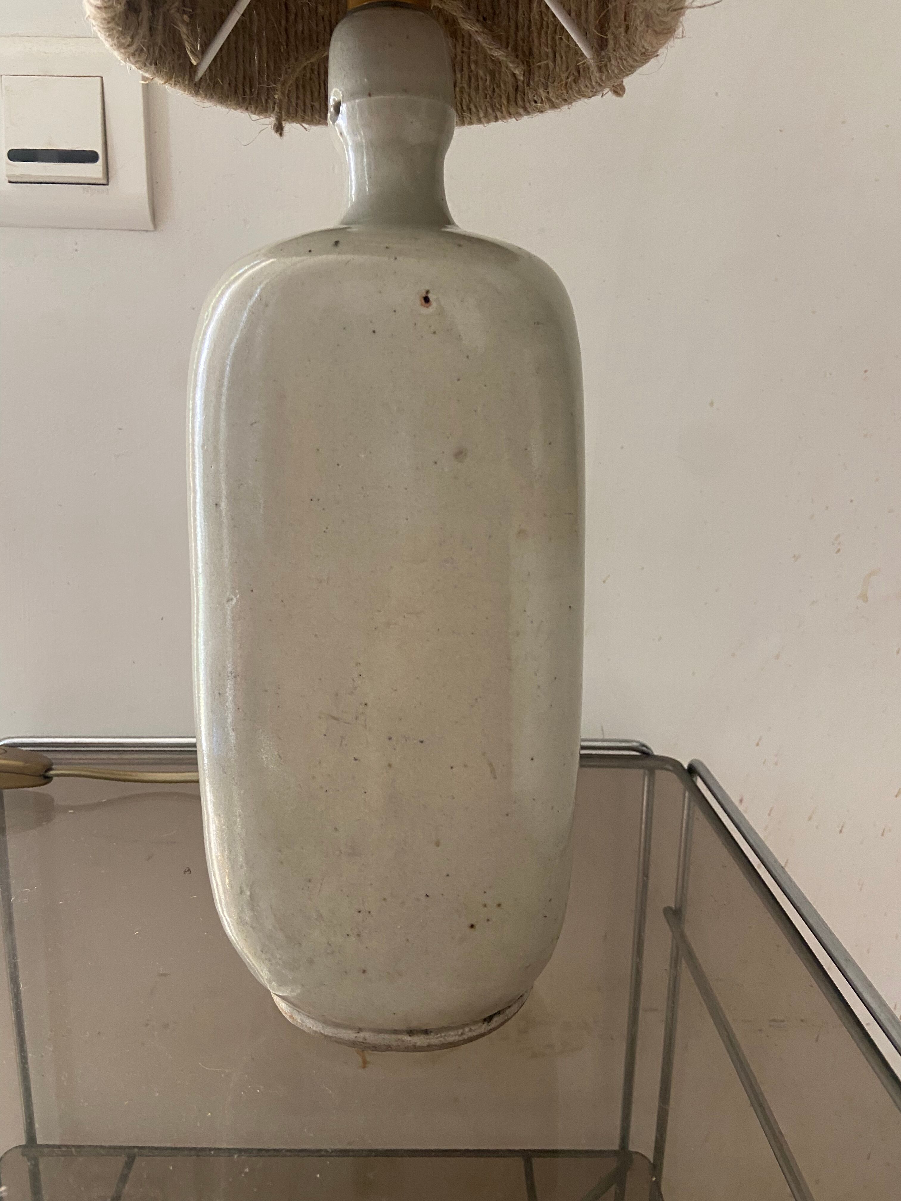 Vintage stoneware and rope lamp