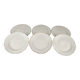 Set of 6 small white porcelain dinner plates with gold trim