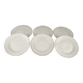 Lot de 6 assiettes plates petit format en porcelaine blanche liseré doré