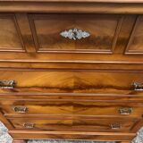 Louis-Philippe chest of drawers in cherry burl and Pyrenees marble top f
