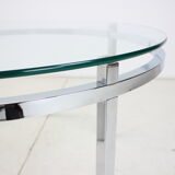 1970s round conference table chrome and glass, italy