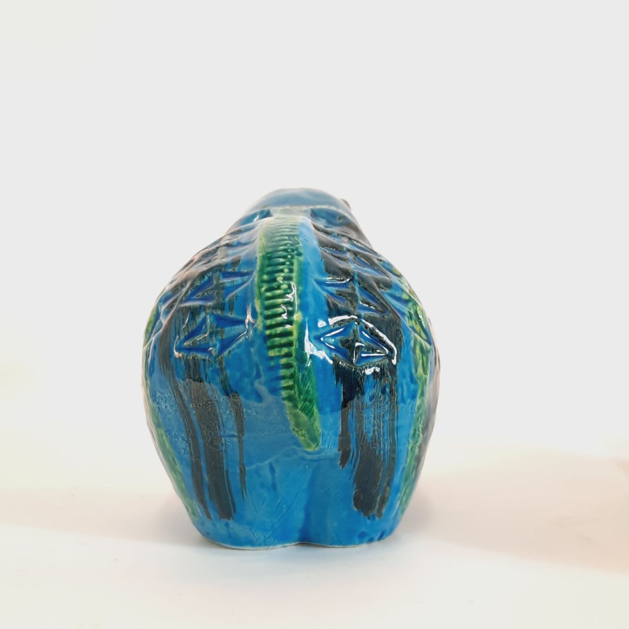 Vintage cat statue, Aldo Londi for Bitossi, Rimini blue series