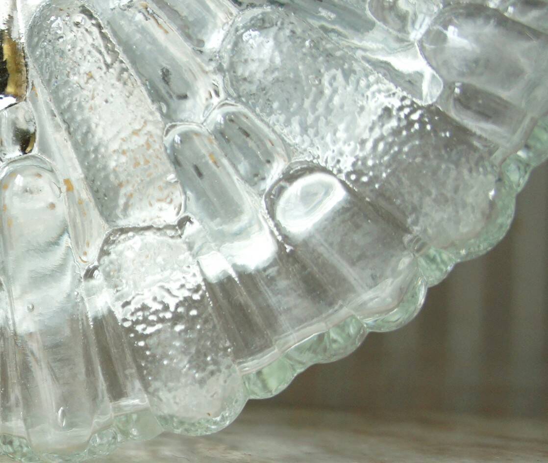 Set of 3 textured molded glass ceiling/wall lights 1970