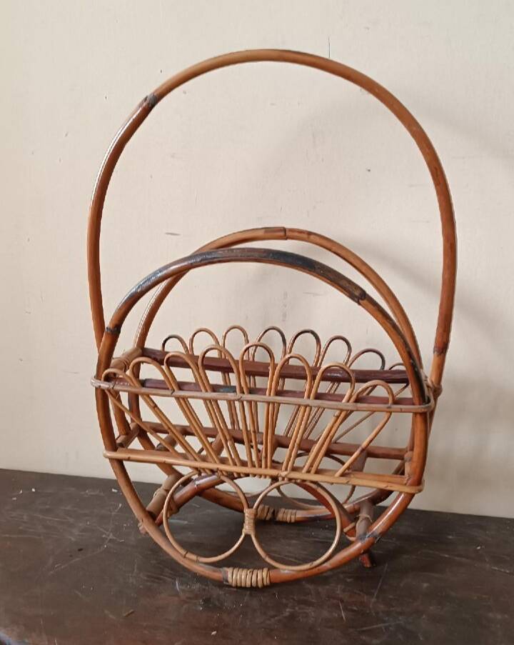 Grand porte-revues en bambou design années 50/60