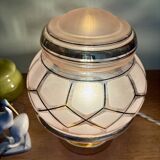 Lampe à poser globe vintage art déco en verre rose et doré