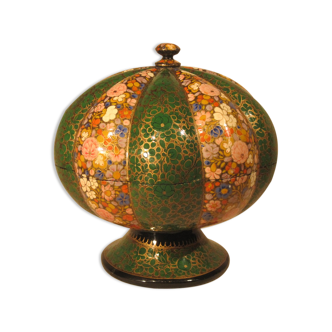 Round Pumpkin-Shaped Box in Painted Papier-Mâché