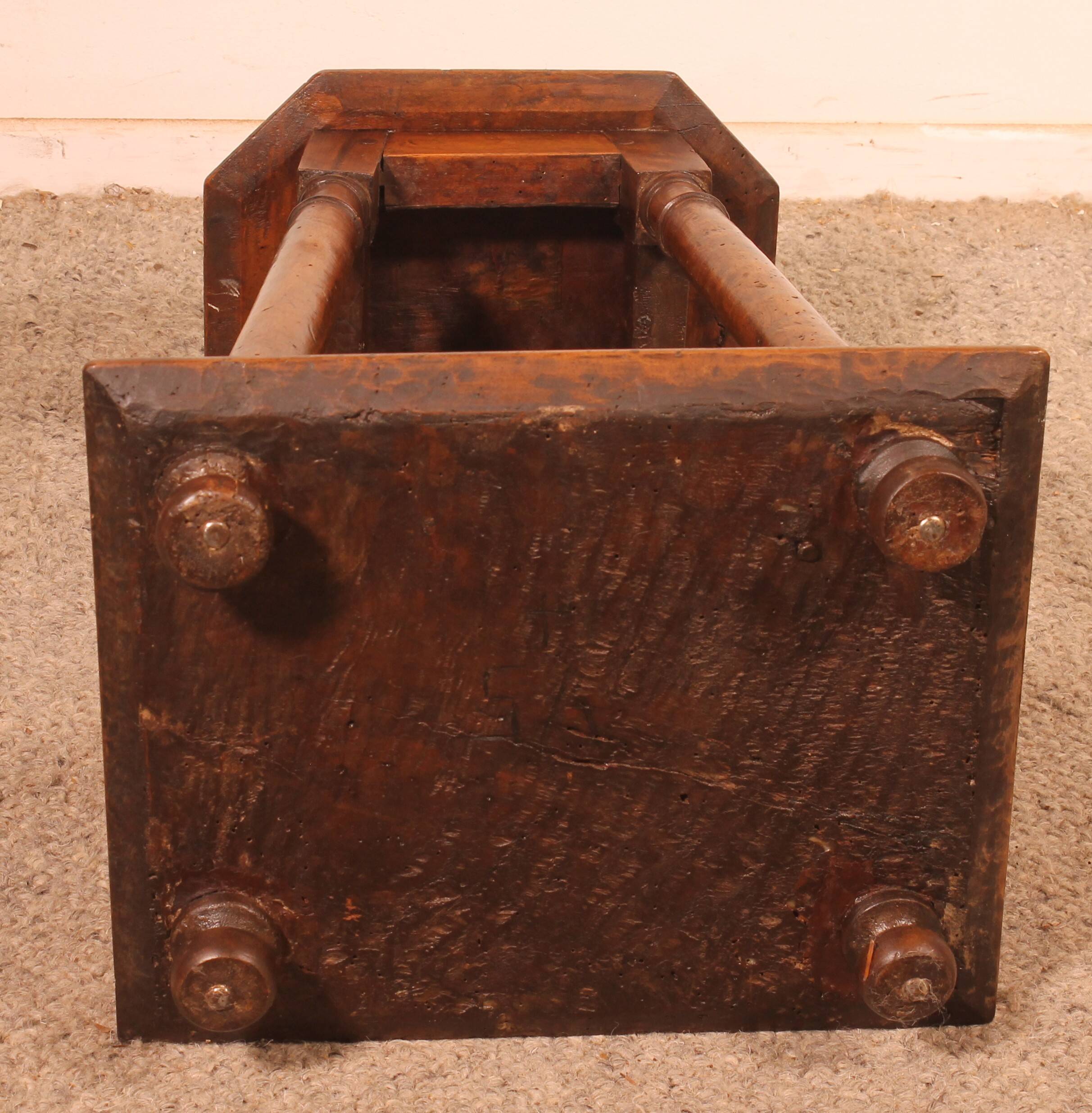 Henri II walnut stool, early 17th century