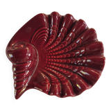 vide poche cendrier coqillage rouge bordeaux vallauris année 60
