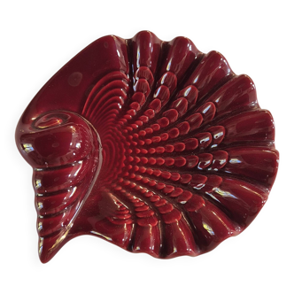 Vallauris red burgundy shell ashtray pocket emptier from the 60s