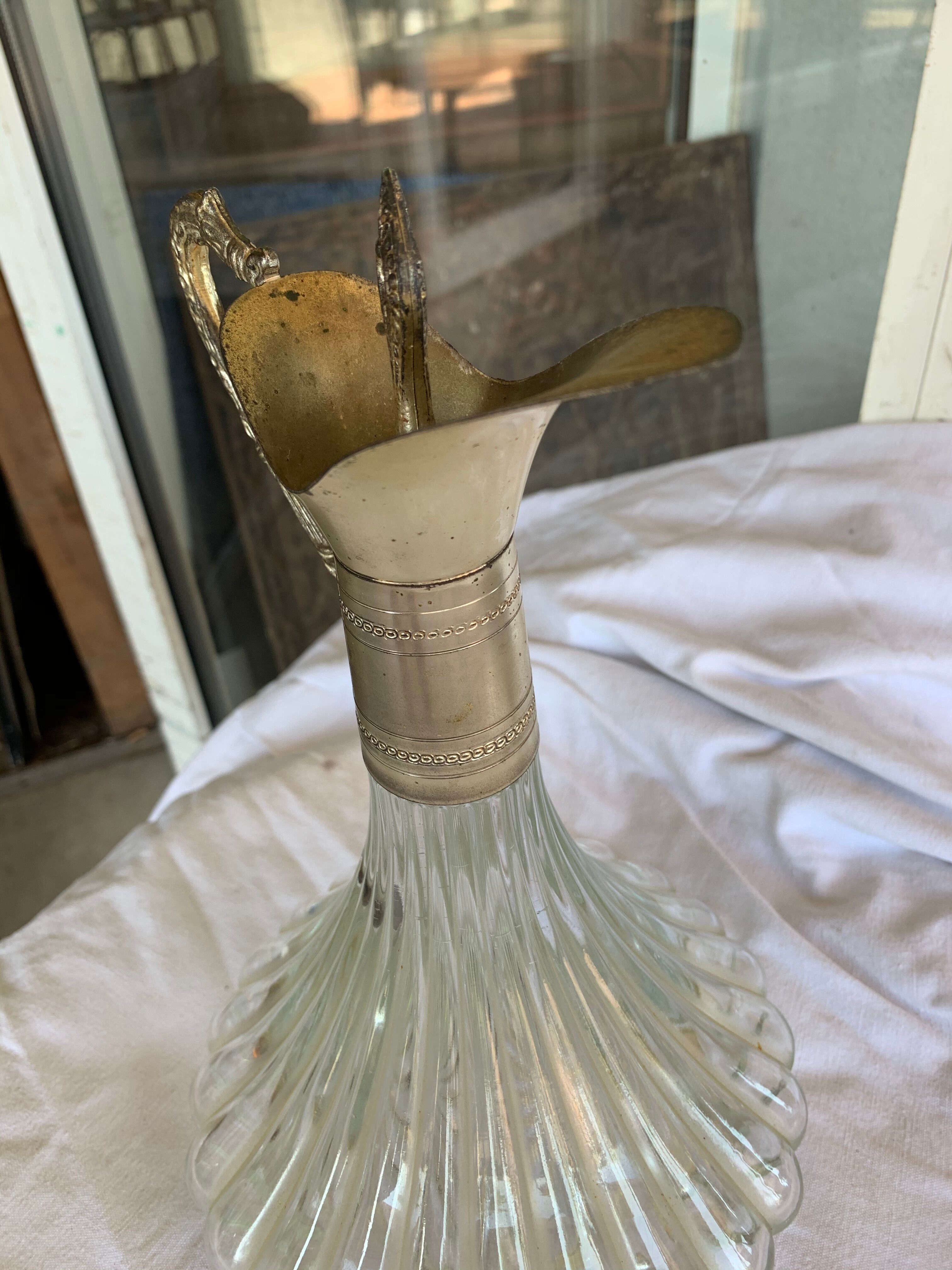 Silver metal decanter carafe