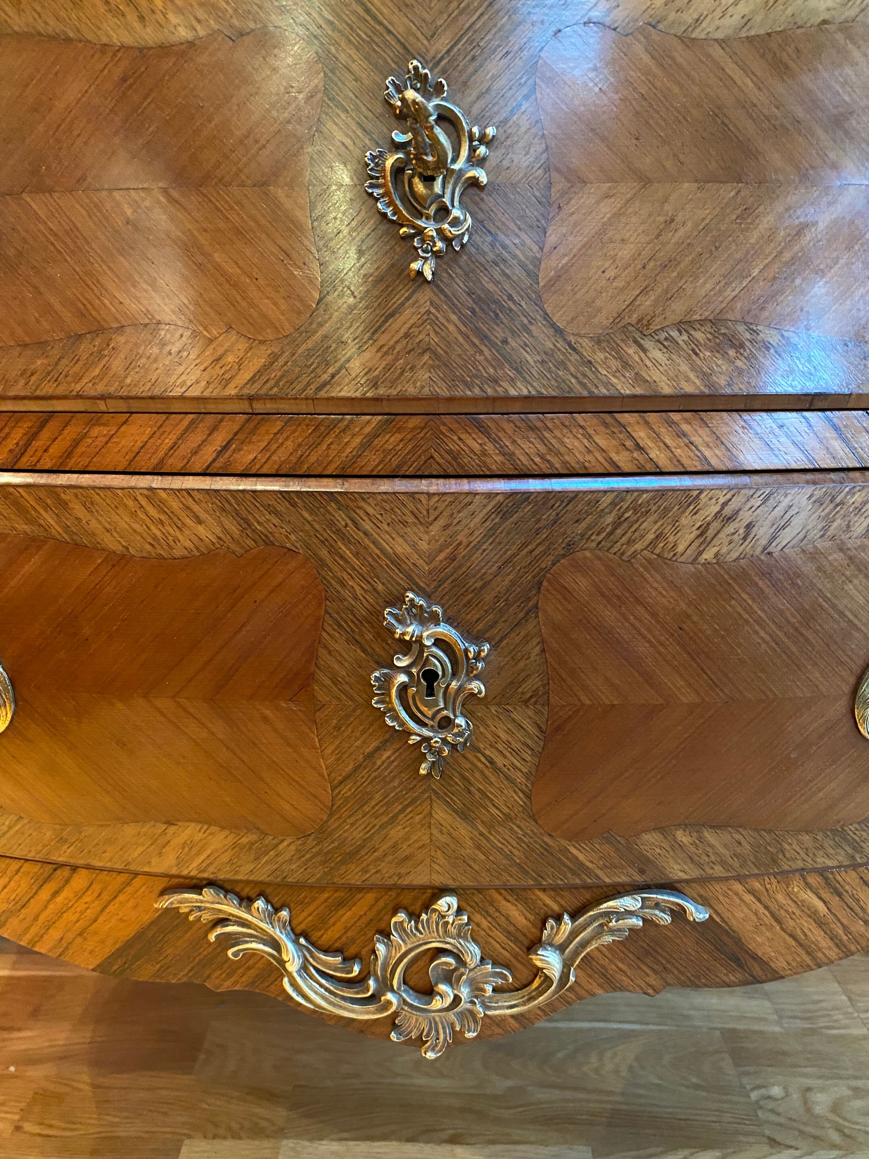 Louis XV style chest of drawers inlaid rosewood