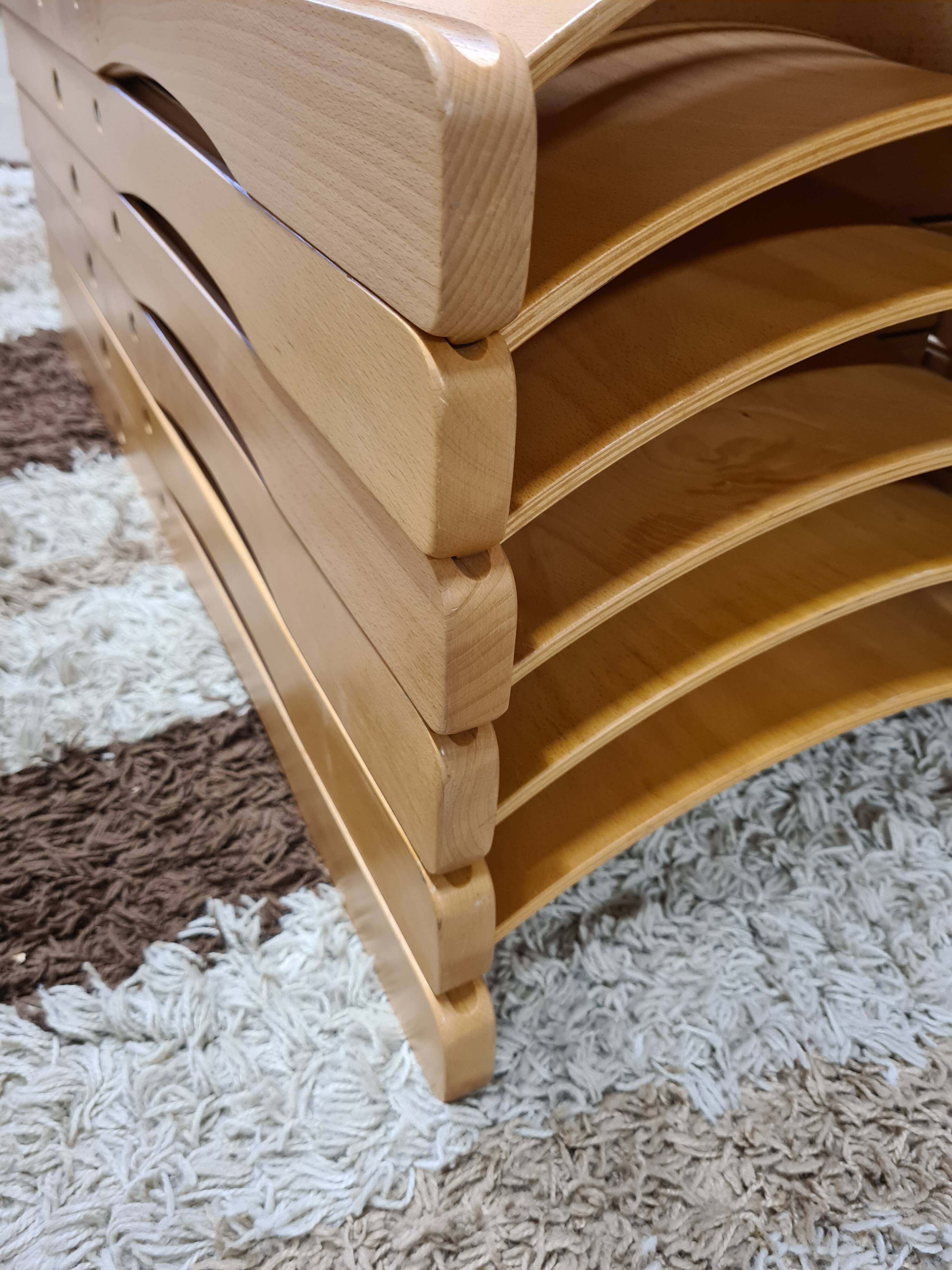 Set of 6 folding chairs blond wood