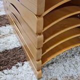 Set of 6 folding chairs blond wood