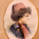 Orientalist painting portrait of a child signed Gatineau
