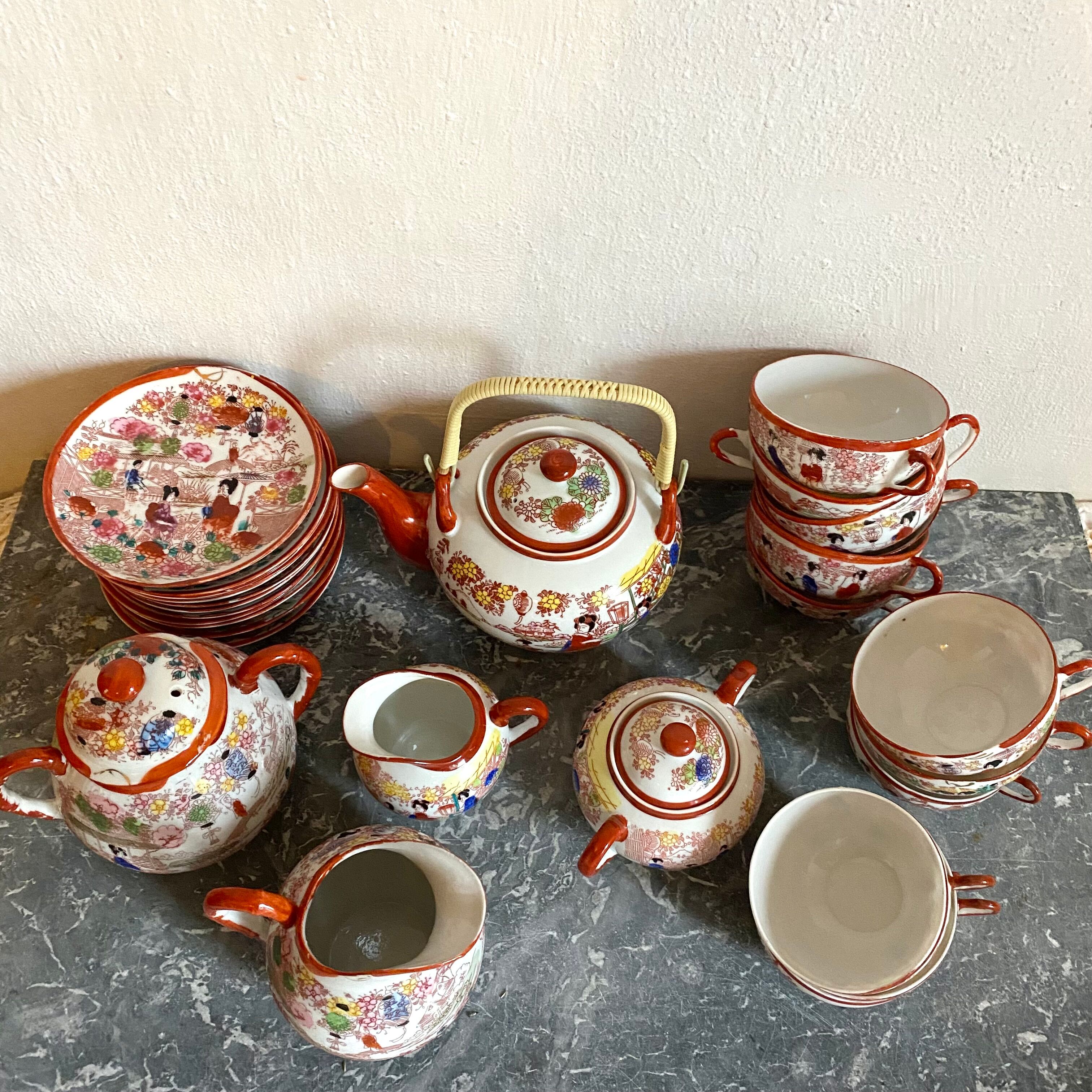 Old Japanese tea set 29 pieces