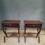 Pair of bedside tables with X-shaped base