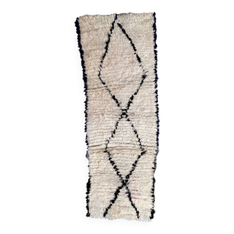 Azilal white Berber rug - 194 x 67 cm