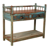 Ancienne console en teck birman belle polychromie d'origine