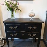 Stamped black Louis XV chest of drawers
