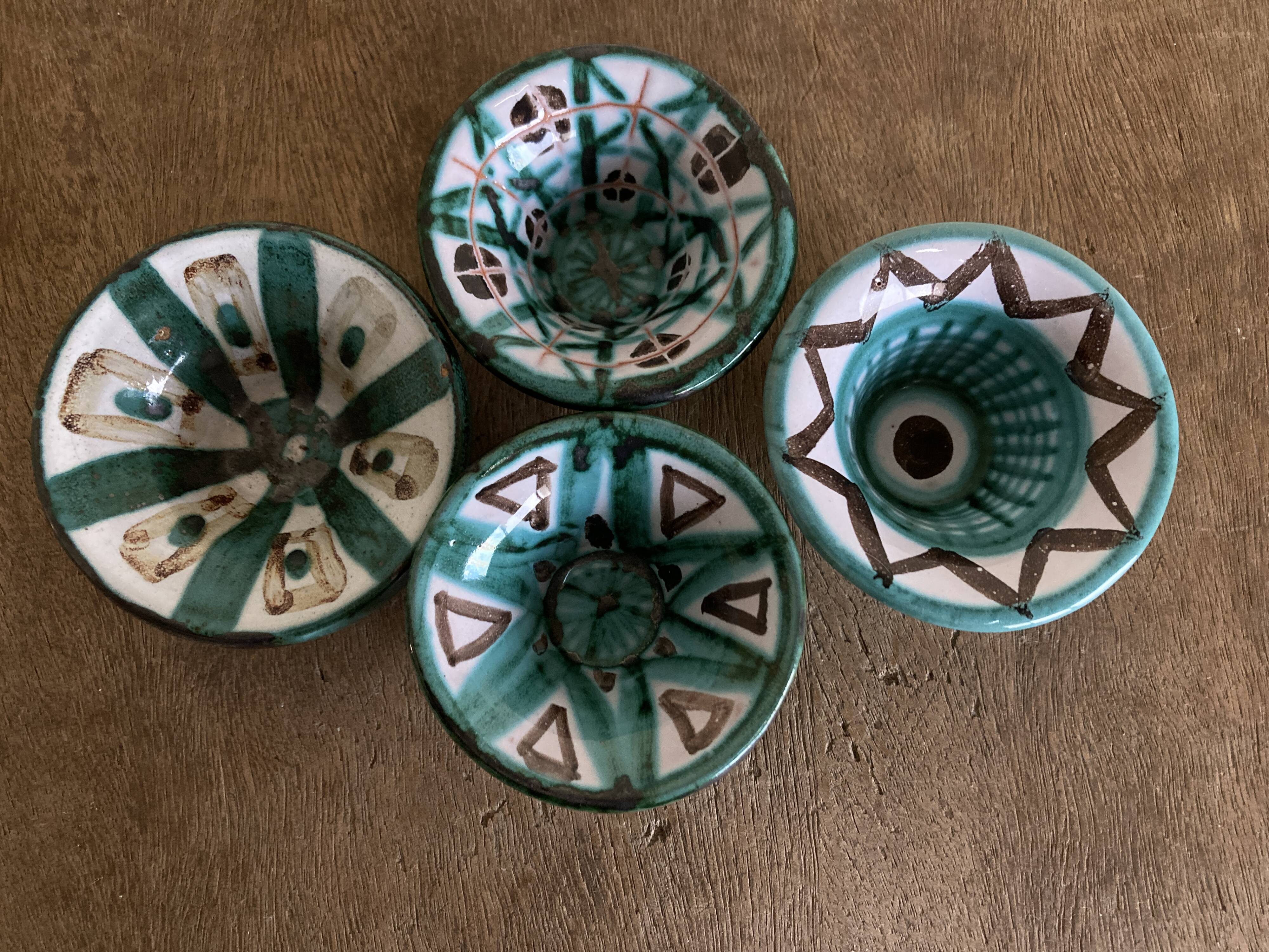 Set of 4 Robert Picault Vallauis 1960 cups