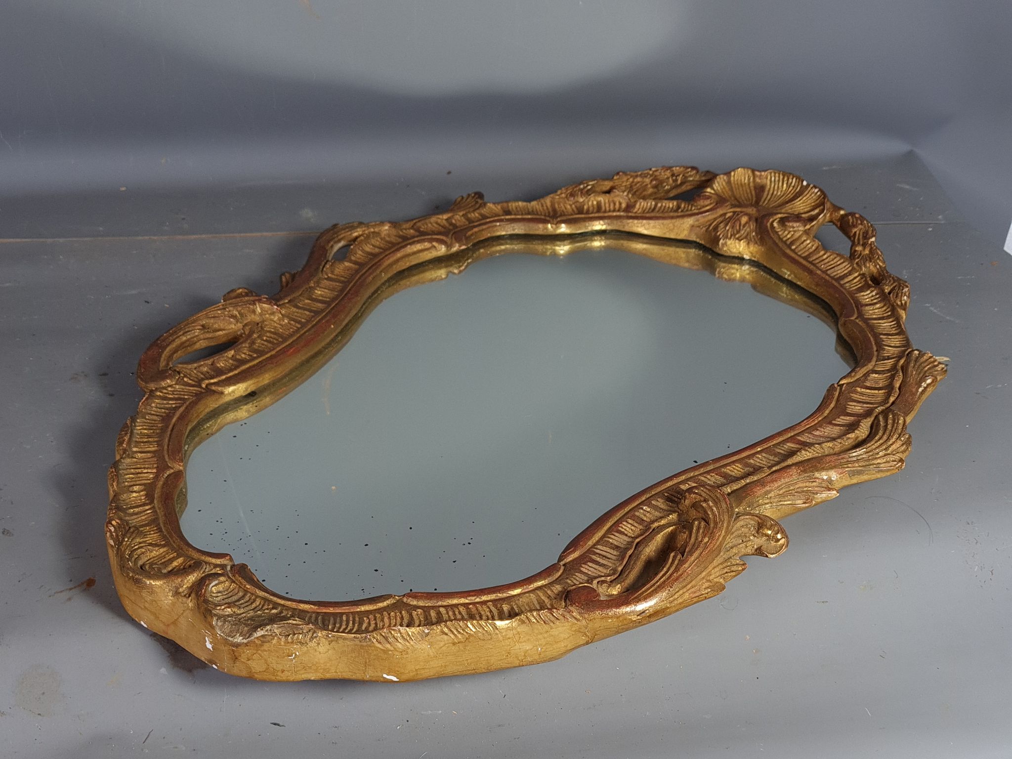 Old mirror frame gilded wood decoration shells and rinses Louis XV style 58x42 cm SB