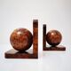 Art Deco bookends in polished solid burl wood