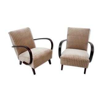 Two Art Deco H-227 armchairs, Jindrich Halabala, Czechoslovakia, 1930s