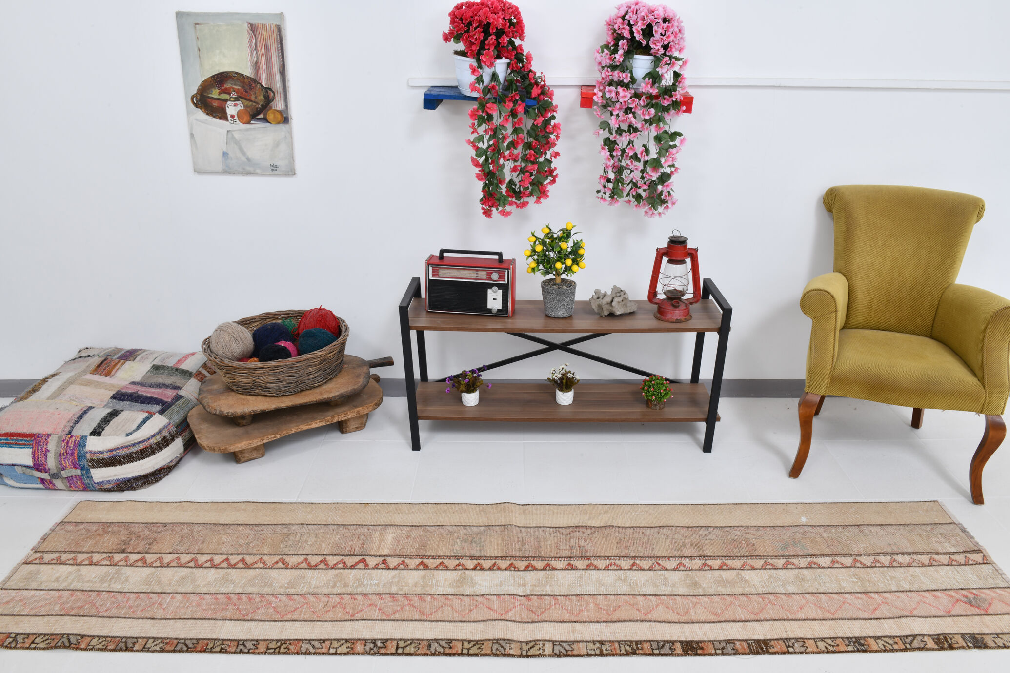 2x10 Narrow Brown Beige Turkish Runner Rug, 69x301Cm