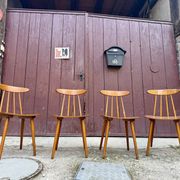 🪑✨ Set of 4 vintage HILLER chairs – Rare model with boomerang backrest -
