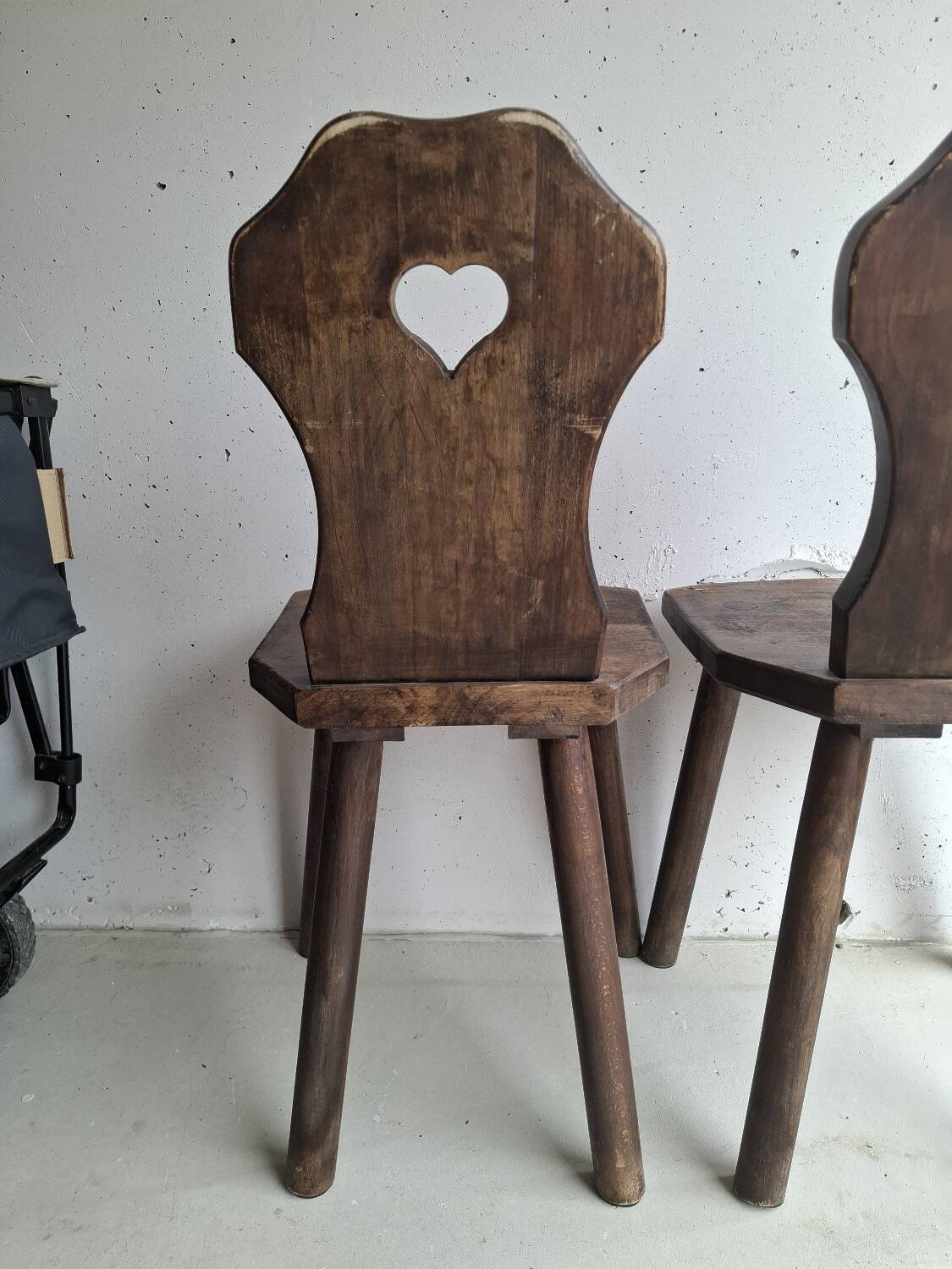 Pair of antique Alsatian wooden chairs