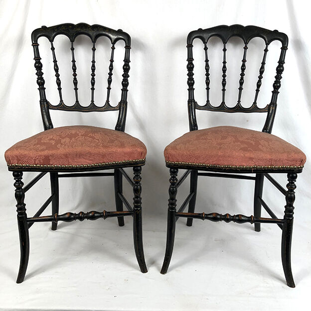 Pair of blackened wooden chairs Napoleon III era