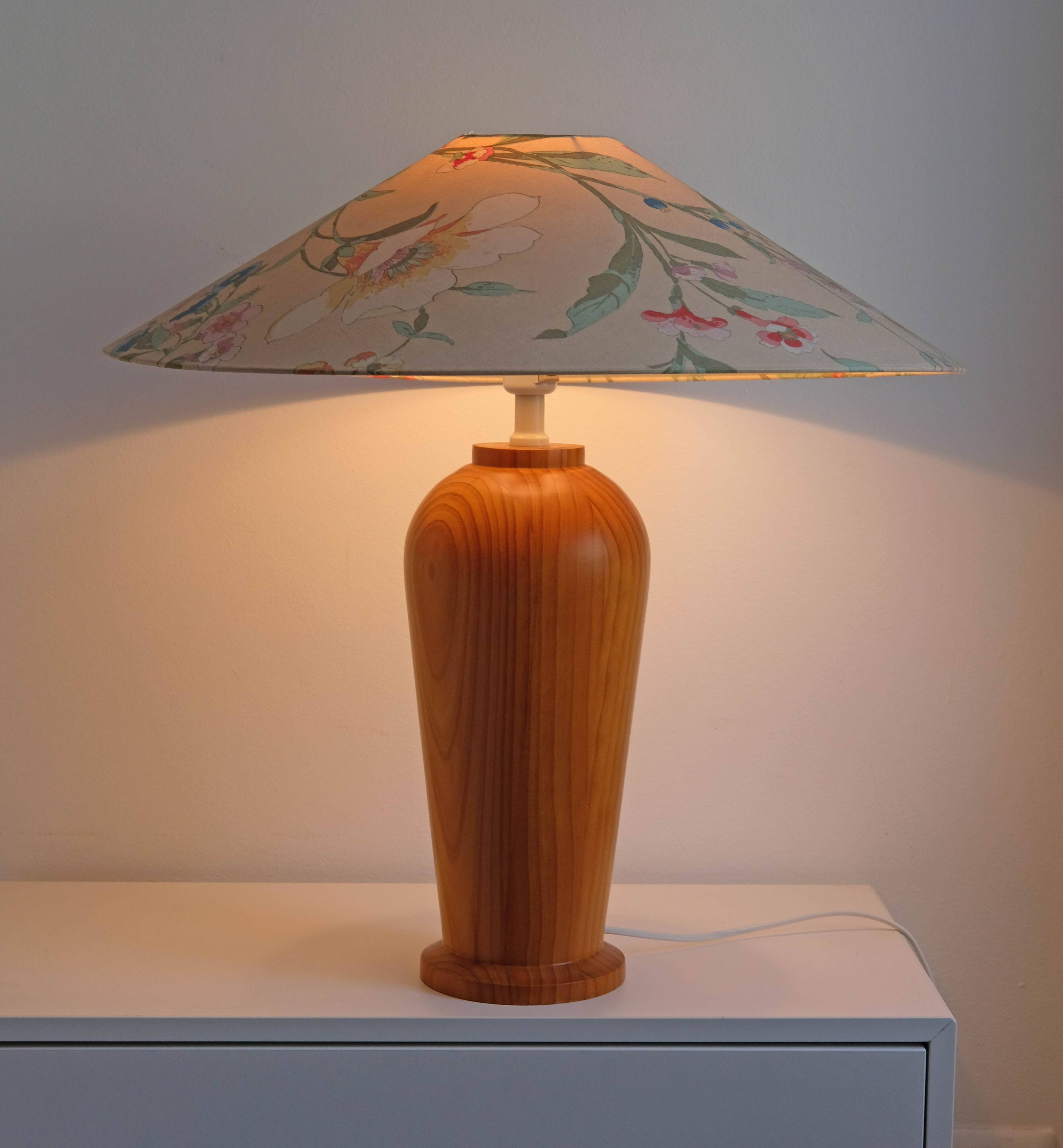 Big Vintage IKEA Table Lamp: Scandinavian Postmodern Design, Solid Wood Bas