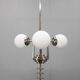 Czechoslovak Art Deco nickel chandelier with three opaline glass globes