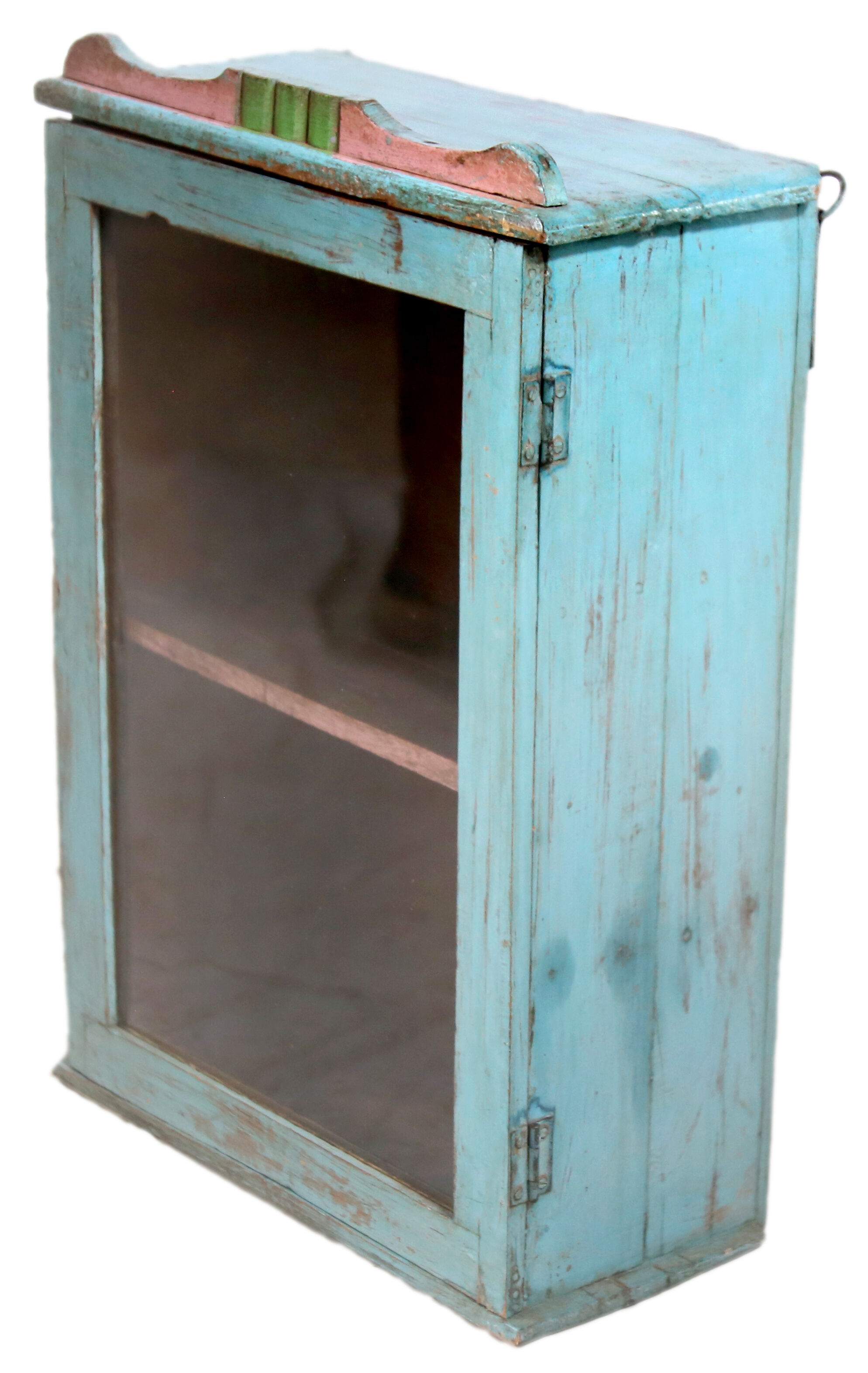 Art Deco glass wall window in ancient Burmese teak