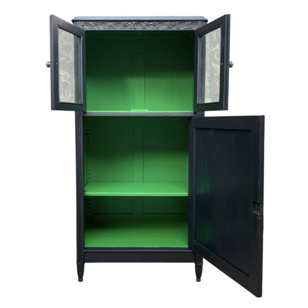 Parisian buffet with black glass front, Art Deco style, 1930