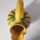 Vintage yellow and green earthenware melon-shaped pitcher – 1950s