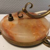 A set of very old art deco table lamps, estimated 1920s in brass and marble.