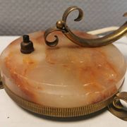 A set of very old art deco table lamps, estimated 1920s in brass and marble.