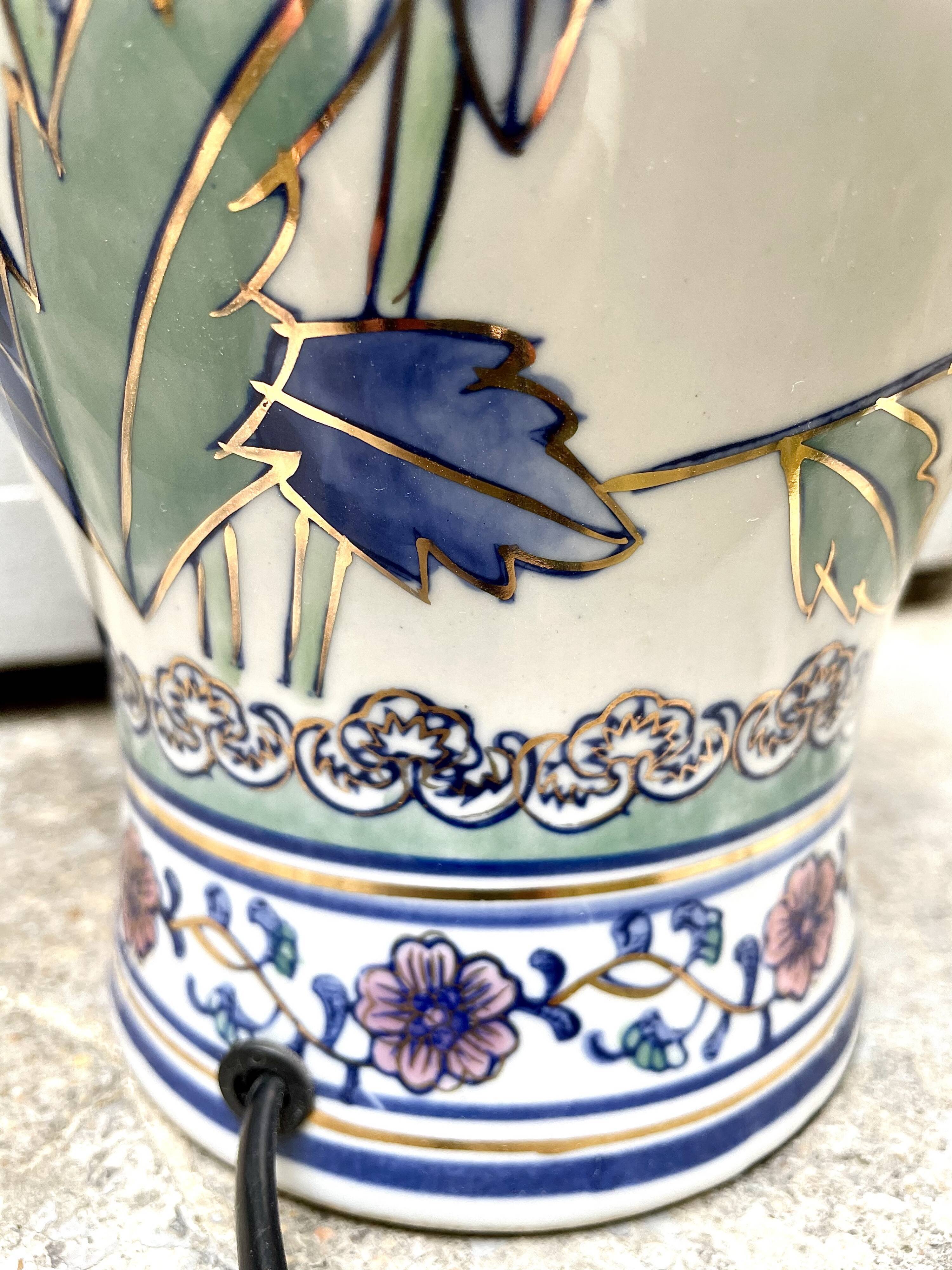 Vintage lamp foot, hand painted