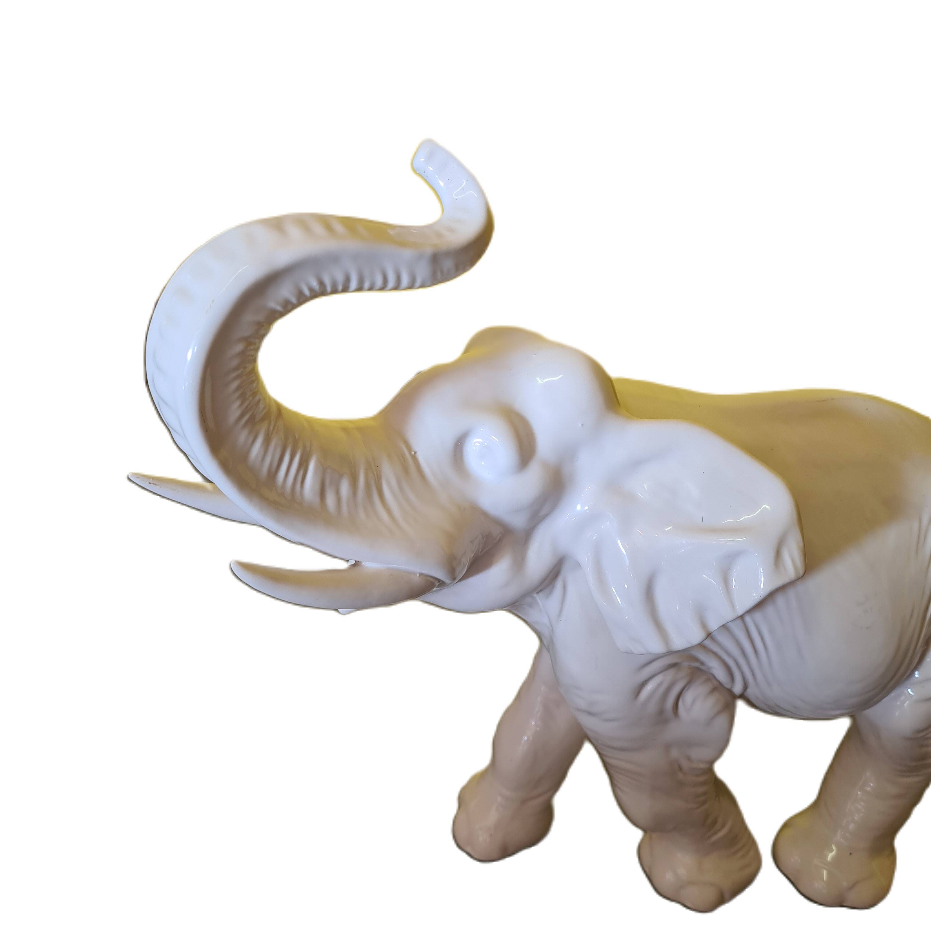 Ceramic White Elephant numbered 814, from the 1960s, Vintage
